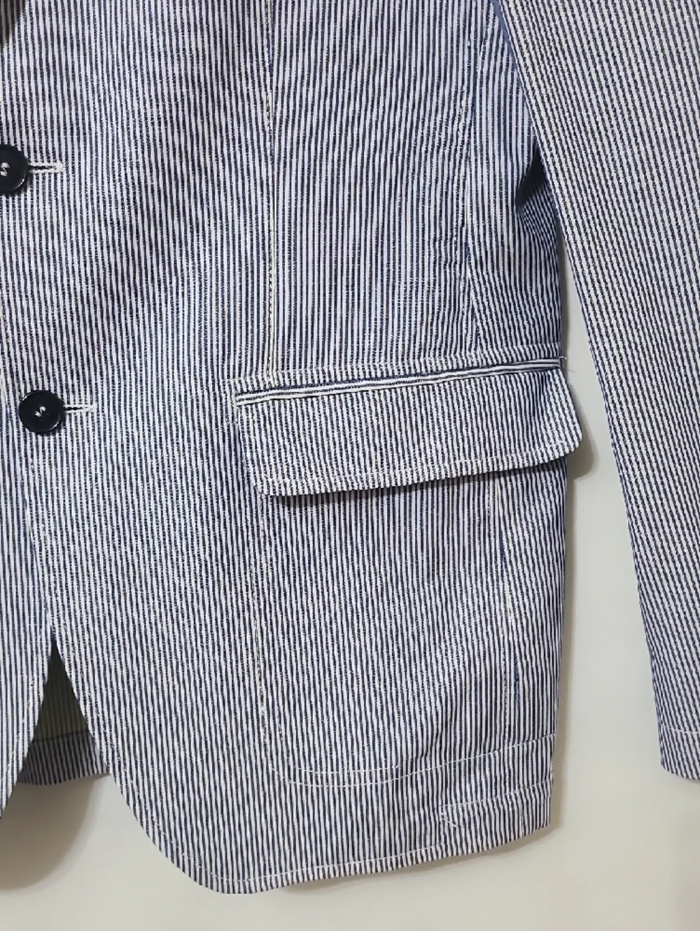 Antonio Calle Men's Light Blue Seersucker Blazer 2-Button Suit Jacket - Medium